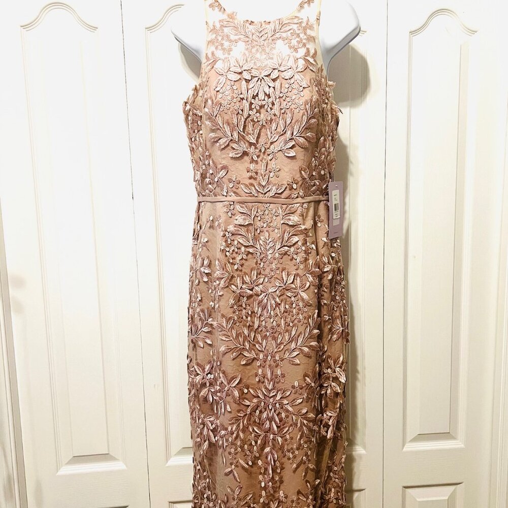 JS Collections-NWT-Formal Lace/Embroidered Sleeveless Lined Sheer Dress-Size 6